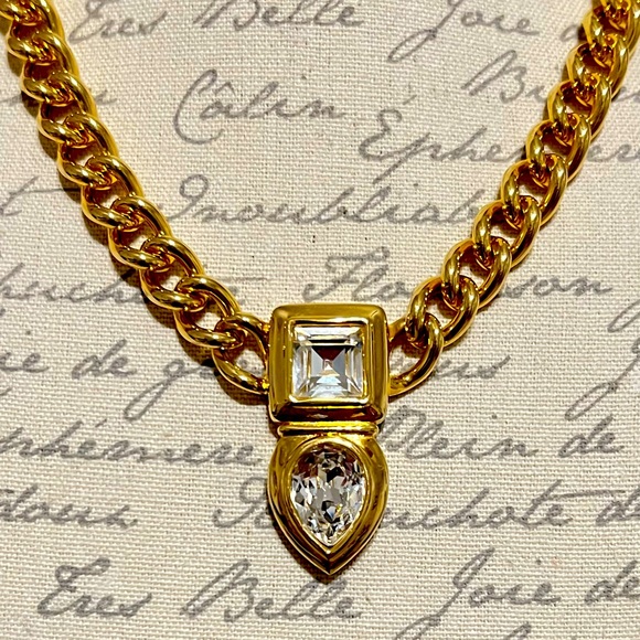 💯”Swarovski” Crystal Curb link chain vintage necklace - Picture 2 of 5